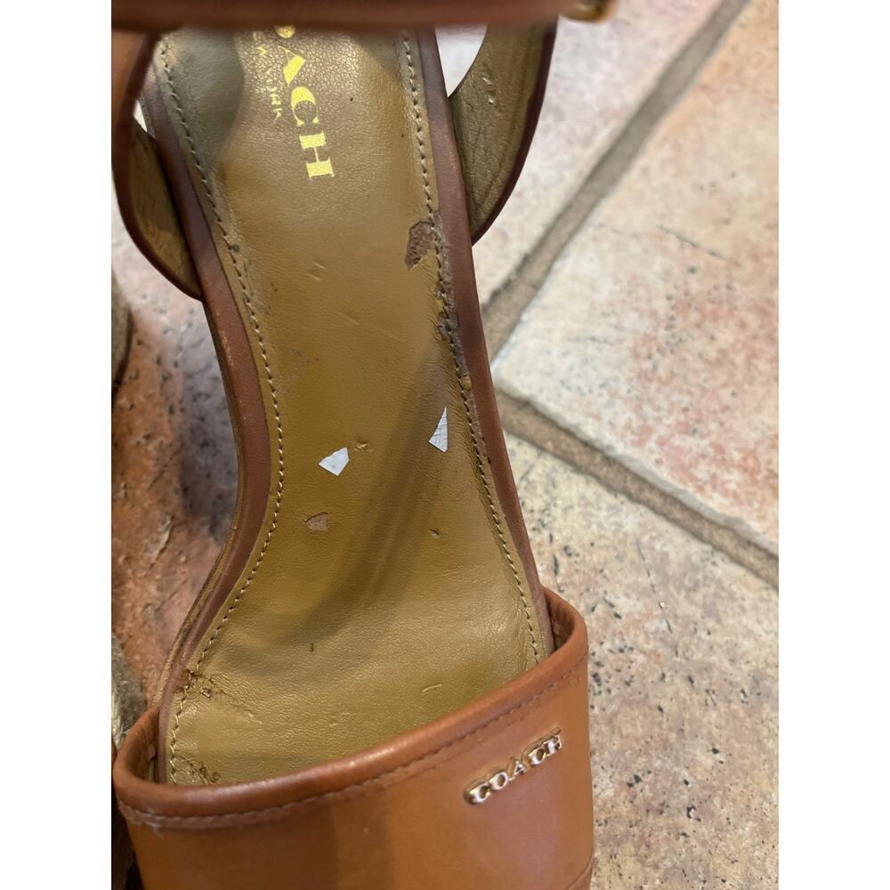 Coach leather ankle strap open toe heel size 7 - Picture 3 of 8